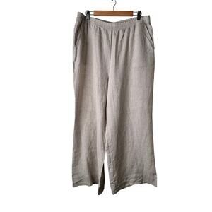 Loft Womens Size Xl 100% Linen Wide Leg Pull On Pants lagenlook vacation NEW